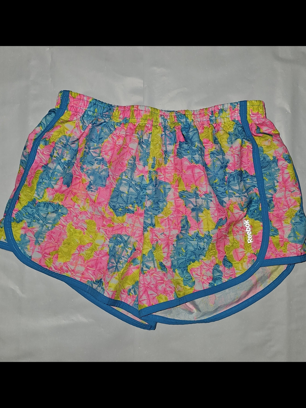 Reebok Women's Neon Tie-Dye Athletic Shorts - Pink/Blue/Green